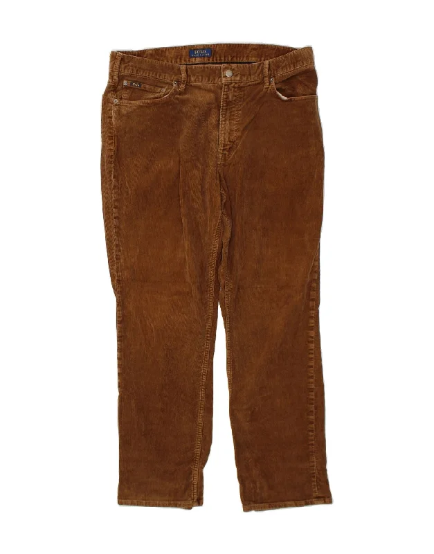 POLO RALPH LAUREN Mens Straight Corduroy Trousers W35 L32  Brown Cotton Trousers Sale Discount Trousers Sale Discount