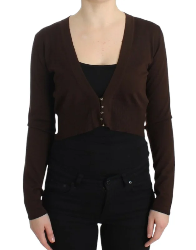 Elegant Brown Virgin Wool Cropped Cardigan Collared Crew Neck Turtle Neck Collared Crew Neck Turtle Neck Elegant Brown Virgin Wool Cropped Cardigan Collared Crew Neck Turtle Neck Collared Crew Neck Turtle Neck