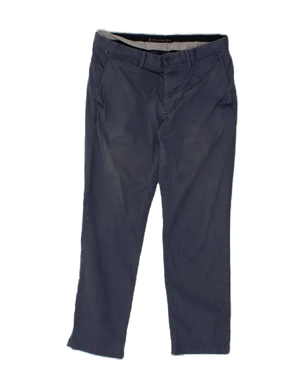 TOMMY HILFIGER Mens Slim Chino Trousers  W33 L30 Navy Blue Cotton Trousers Cargo Utility Trousers Cargo Utility