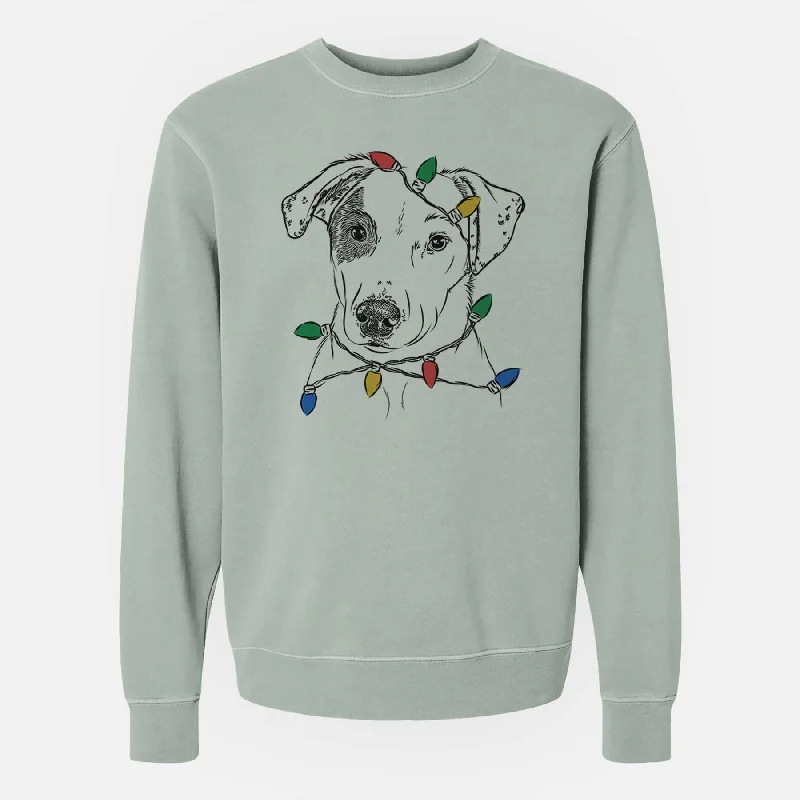 Christmas Lights P Pie the Mixed Breed - Unisex Pigment Dyed Crew Sweatshirt Hoodie with Half-Zip Sporty Casual Hoodie with Half-Zip Sporty Casual