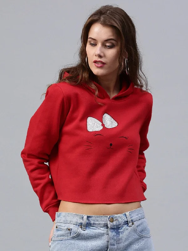 Bow Kitty Red Sweatshirt Hoodie with Button Classic Timeless Hoodie with Button Classic Timeless