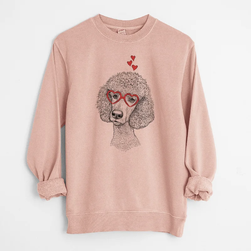 Valentine Yuki the Poodle - Unisex Pigment Dyed Crew Sweatshirt Hoodie with Logo Branding Identity Hoodie with Logo Branding Identity