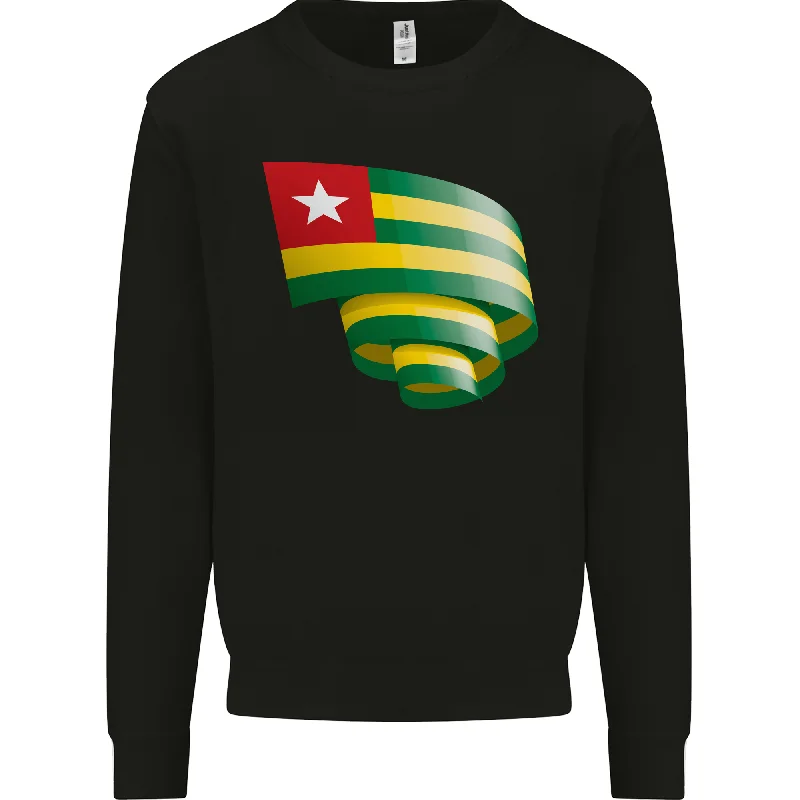 Curled Togo Flag Togolese Day Football Mens Sweatshirt Jumper Hoodie with Sequins Glamorous Eye-catching Hoodie with Sequins Glamorous Eye-catching