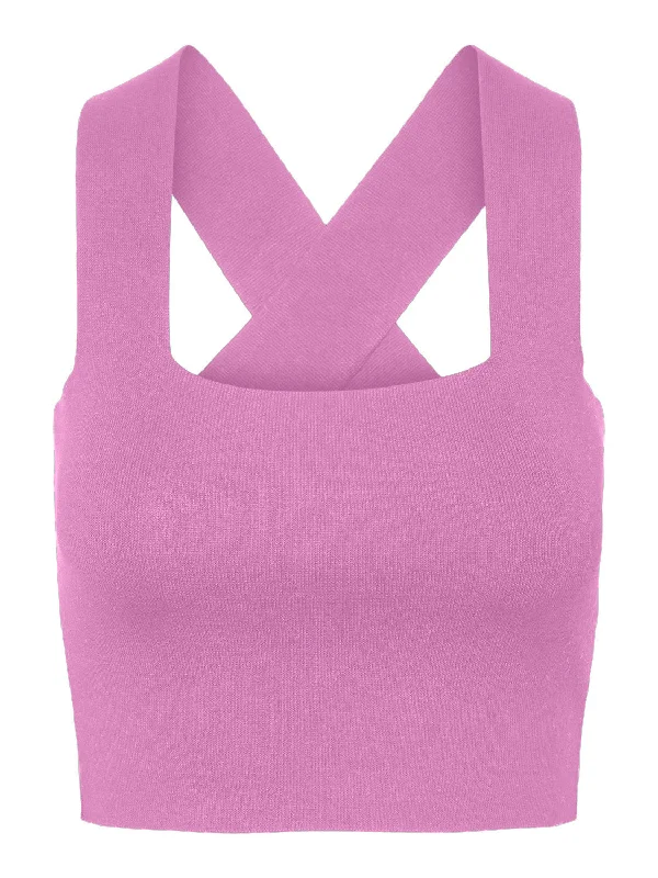 Emil Cropped Knit Top Cyclamen Hemp Knit Blouse