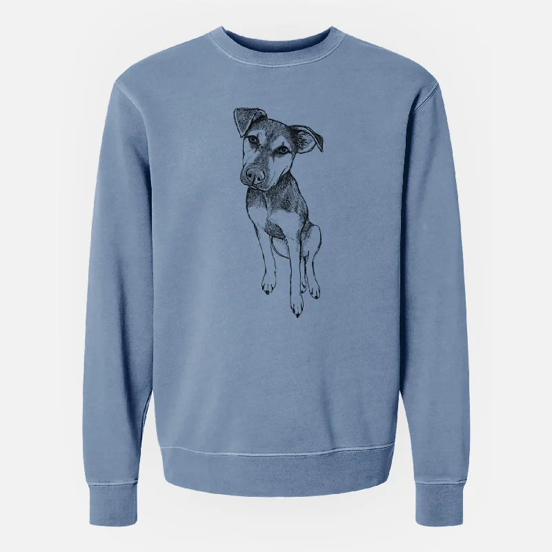 Doodled Tuesday the Mixed Breed - Unisex Pigment Dyed Crew Sweatshirt Hoodie with Thumb Holes Functional Cozy Hoodie with Thumb Holes Functional Cozy