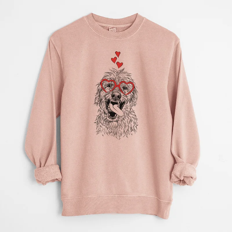 Valentine Groot the Irish Wolfhound - Unisex Pigment Dyed Crew Sweatshirt Hoodie with Bell Sleeves Flared Feminine Hoodie with Bell Sleeves Flared Feminine