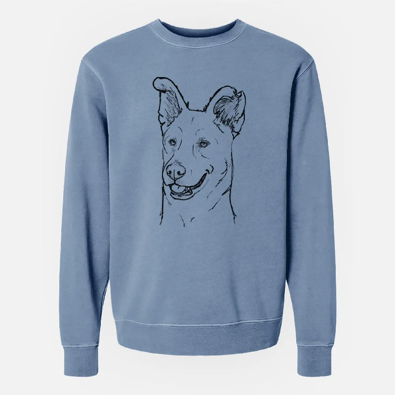 Doodled Lola the Shepherd Mix - Unisex Pigment Dyed Crew Sweatshirt Hoodie with Monochrome Minimalist Simple Hoodie with Monochrome Minimalist Simple