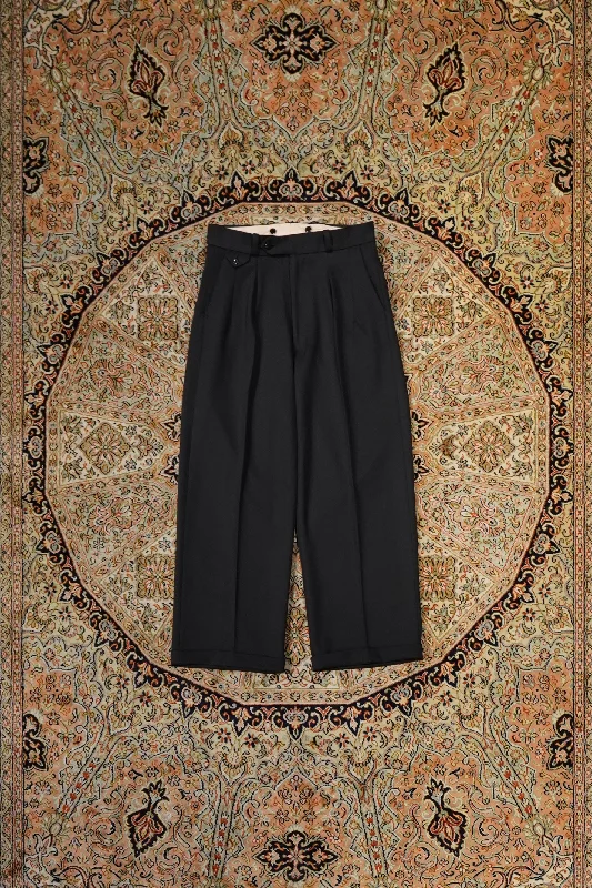 SOLARIS&Co. 2TUCK STRAIGHT TROUSERS - JERSY (BLACK) Trousers luxurious high-end Trousers luxurious high-end