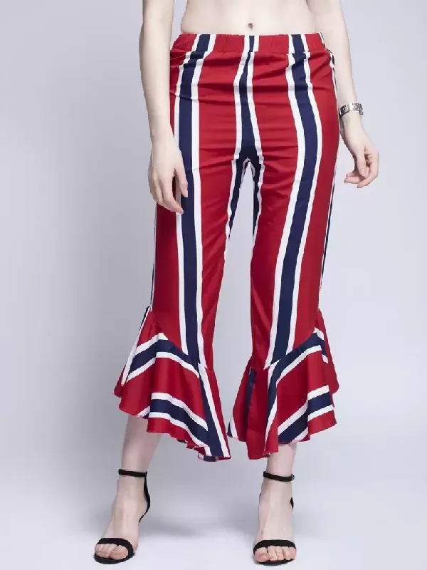 TANDUL  Regular Fit Women Multicolor Crepe Trousers Trousers stylish modern Trousers stylish modern