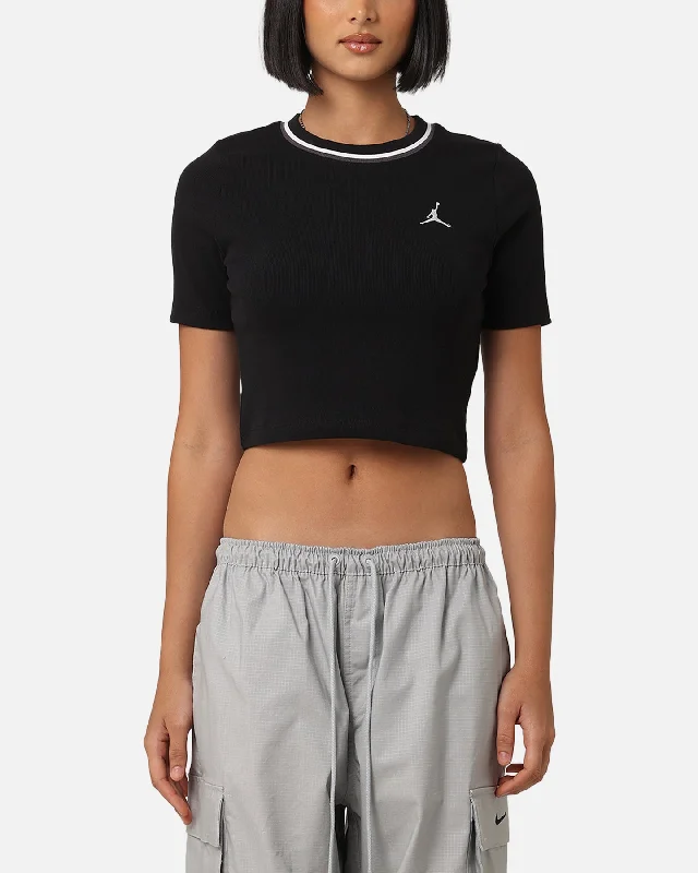 Jordan Women's Cropped Knit Top Black/White Sustainable Knit Top