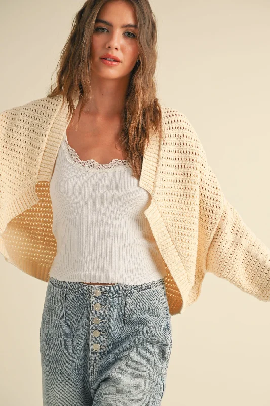 Amanda Shrug Style Cardigan in Cream Seamless Knitted Crochet Seamless Knitted Crochet Amanda Shrug Style Cardigan in Cream Seamless Knitted Crochet Seamless Knitted Crochet