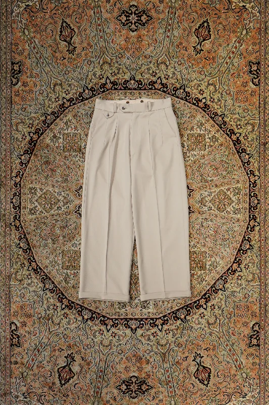 SOLARIS&Co. 2TUCK STRAIGHT TROUSERS - JERSY (ANTIQUE WHITE) Trousers sophisticated sleek Trousers sophisticated sleek