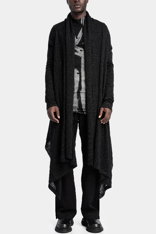Long wool blend cardigan, Black Front Pockets Side Pockets Patch Pockets Front Pockets Side Pockets Patch Pockets Long wool blend cardigan, Black Front Pockets Side Pockets Patch Pockets Front Pockets Side Pockets Patch Pockets