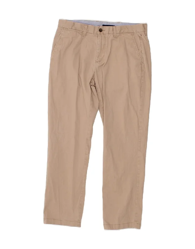 TOMMY HILFIGER Mens Slim Chino Trousers W32 L30 Beige Cotton Trousers Brand Named Trousers Brand Named