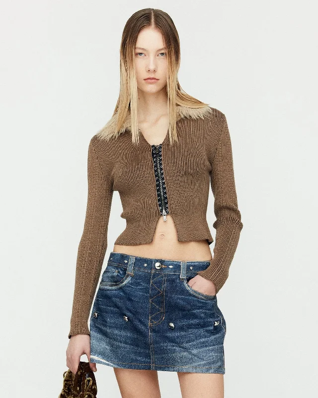 LACE-UP KNIT CARDIGAN atb1185w(BROWN) Satin Blend Silk Blend Wool Blend Satin Blend Silk Blend Wool Blend LACE-UP KNIT CARDIGAN atb1185w(BROWN) Satin Blend Silk Blend Wool Blend Satin Blend Silk Blend Wool Blend
