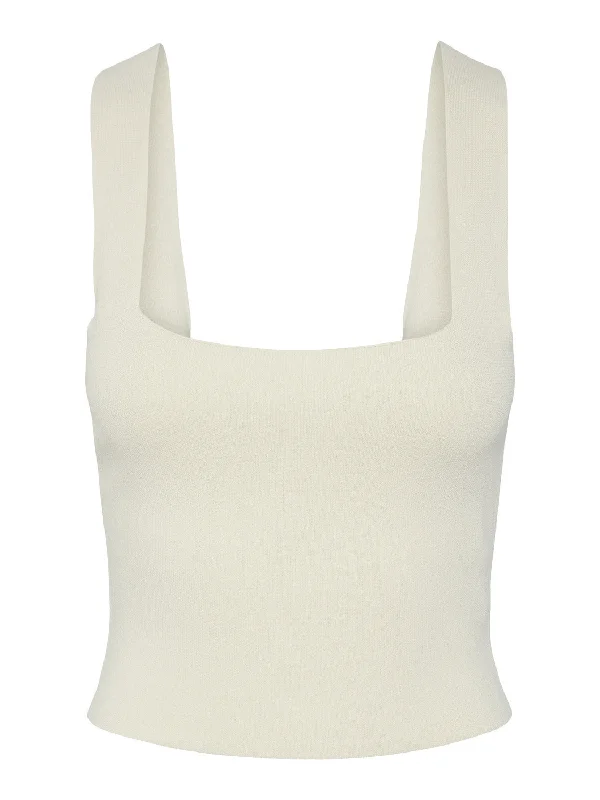 Emil Cropped Knit Top Birch Bamboo Knit Shirt