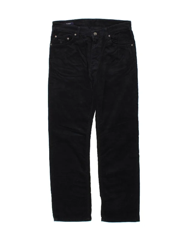 GANT Mens Jason Regular Fit Corduroy Trousers W34 L32  Navy Blue Trousers Low Rise Relaxed Trousers Low Rise Relaxed