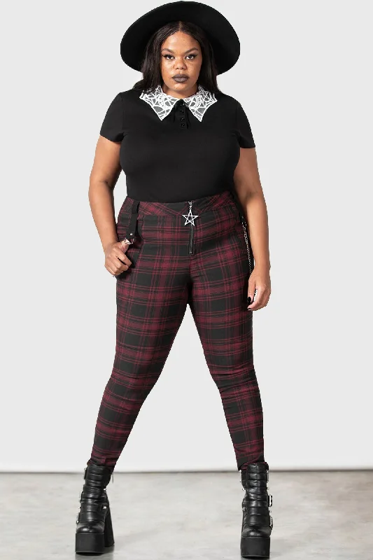 Tartanarchist Trousers [CRIMSON] [PLUS] Trousers Seasonal Trendy Trousers Seasonal Trendy