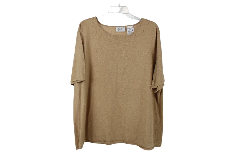 Kathie Lee Tan Knit Top | 26/28W Sustainable Knit Top