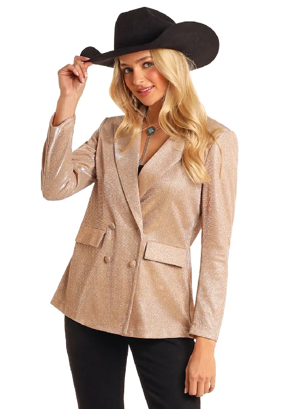 Women's Rock & Roll Champagne Iridescent Blazer Women's Radiation Jacket