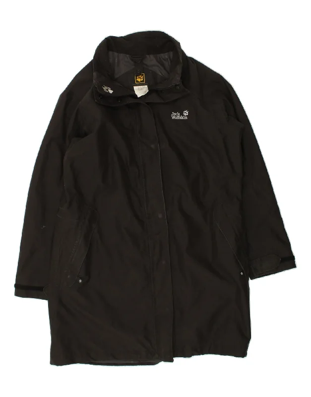 JACK WOLFSKIN Womens Windbreaker Coat UK 18/20 XL Black Polyester Herringbone Houndstooth Plaid JACK WOLFSKIN Womens Windbreaker Coat UK 18/20 XL Black Polyester Herringbone Houndstooth Plaid