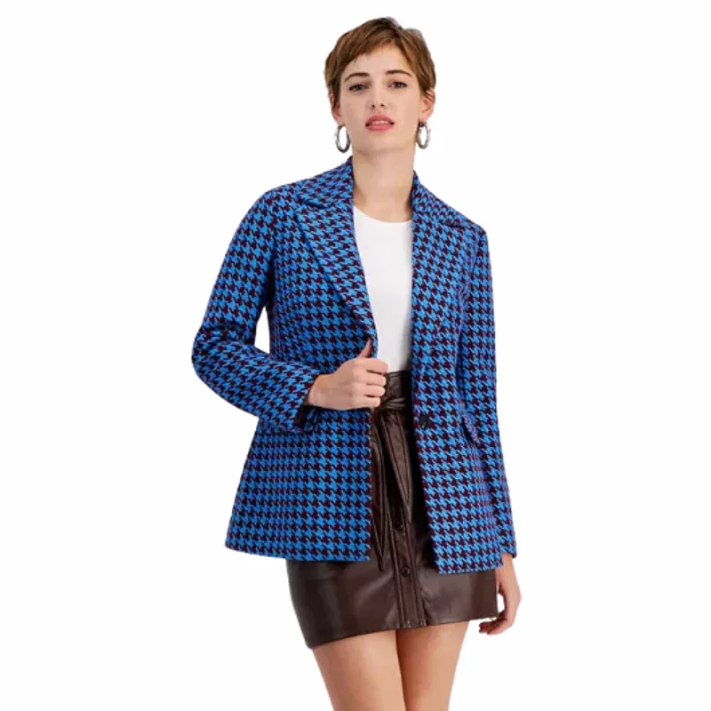 AVEC LES FILLES - Houndstooth Tweed Blazer Women's Premium Blazer