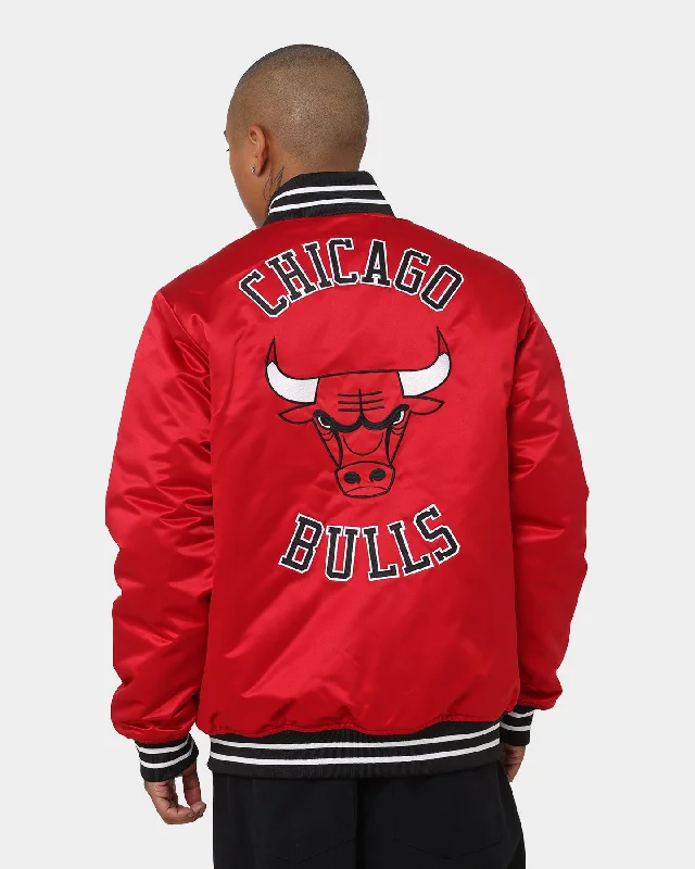 Mitchell & Ness Chicago Bulls Heavyweight Satin Jacket Scarlet Knit Jacket Woven Jacket Fleece Jacket Knit Jacket Woven Jacket Fleece Jacket