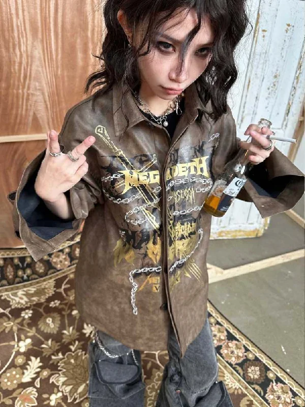 Band Logo Chain Hot Stamping Damage Maillard Leather Jacket【s0000008315】 Welt Pockets Slit Pockets Flap Pockets Welt Pockets Slit Pockets Flap Pockets Band Logo Chain Hot Stamping Damage Maillard Leather Jacket【s0000008315】 Welt Pockets Slit Pockets Flap Pockets Welt Pockets Slit Pockets Flap Pockets
