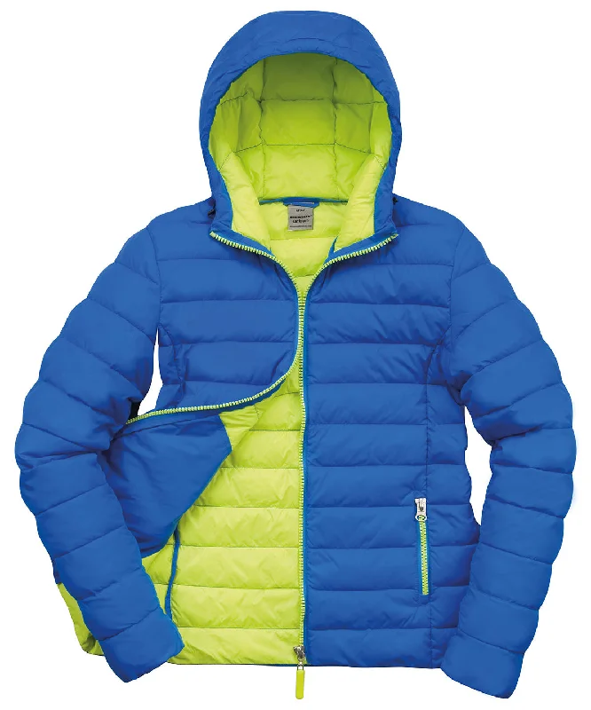 Ocean Blue/Lime - Women's Urban snow bird hooded jacket Toggled Jacket Drawstring Jacket Belted Jacket Toggled Jacket Drawstring Jacket Belted Jacket