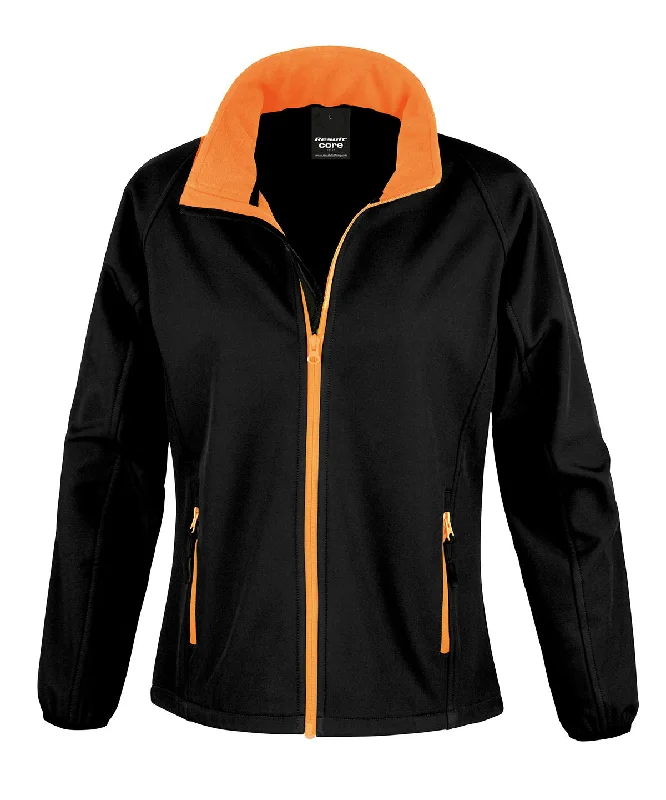 Black/Orange - Women's Core printable softshell jacket Belted Jacket Elasticated Jacket Padded Jacket Belted Jacket Elasticated Jacket Padded Jacket