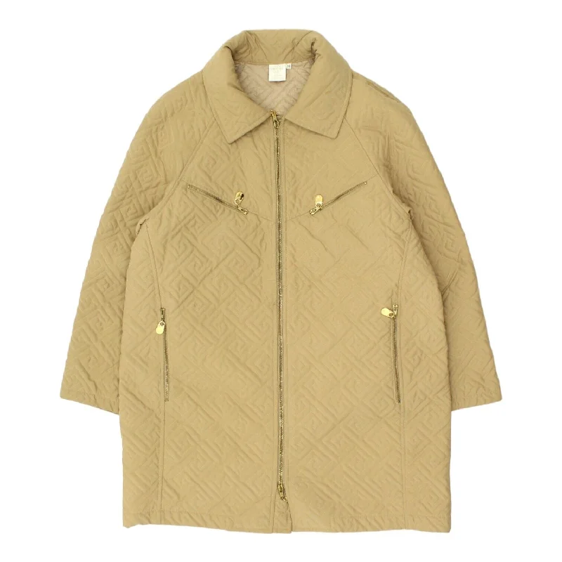 Club Voltaire Womens Long Beige Quilted Coat | Vintage High End Luxury VTG Blazer Duffle Coat Pea Coat Club Voltaire Womens Long Beige Quilted Coat | Vintage High End Luxury VTG Blazer Duffle Coat Pea Coat