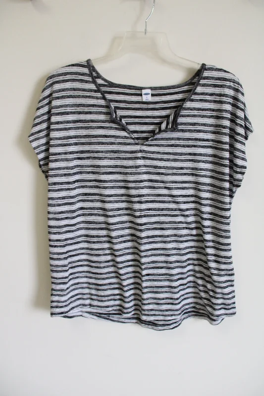 Old Navy Gray Striped Knit Top | XL Pastel Knit Top