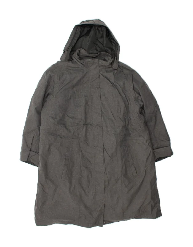 EDDIE BAUER Womens Hooded Windbreaker Coat UK 20 2XL Grey Polyester Shawl Collar Notch Collar Lapel Collar EDDIE BAUER Womens Hooded Windbreaker Coat UK 20 2XL Grey Polyester Shawl Collar Notch Collar Lapel Collar