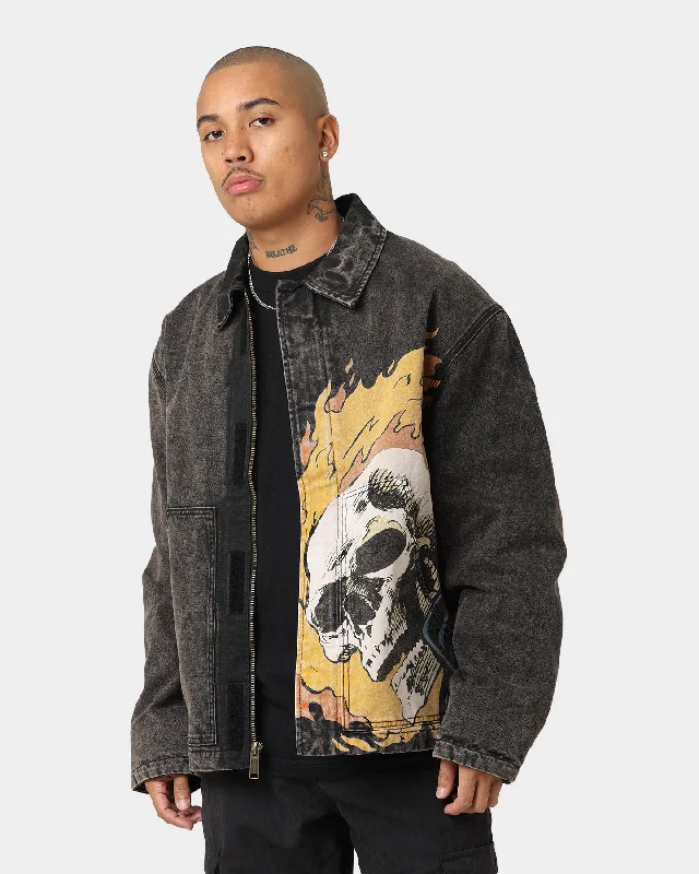 HUF X Marvel Ghost Rider Work Jacket Washed Black Belted Jacket Elasticated Jacket Padded Jacket Belted Jacket Elasticated Jacket Padded Jacket HUF X Marvel Ghost Rider Work Jacket Washed Black Belted Jacket Elasticated Jacket Padded Jacket Belted Jacket Elasticated Jacket Padded Jacket