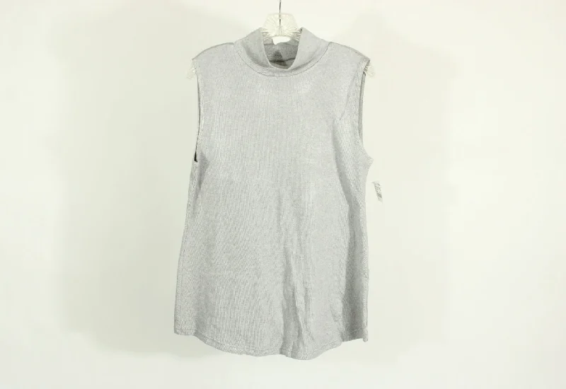 Croft & Barrow Light Gray Mock Neck Knit Top | Size L Custom Knit Shirt