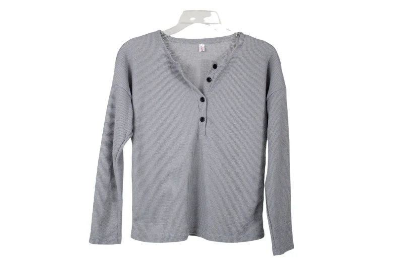 OrderPlus Gray Waffle Knit Top | S Vintage Knit Top