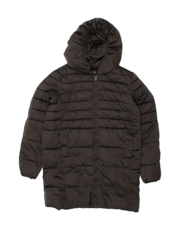 RIFLE Womens Hooded Padded Coat UK 10 Small Black Polyester Buttoned Toggled Snapped RIFLE Womens Hooded Padded Coat UK 10 Small Black Polyester Buttoned Toggled Snapped