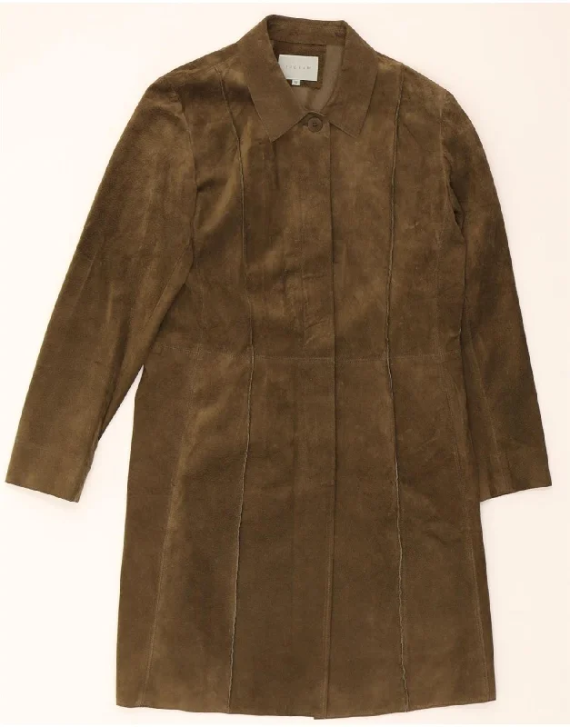 JIGSAW Womens Suede Coat UK 12 Medium Brown Leather Boat Neck Jacket Square Neck Jacket One-Shoulder Jacket JIGSAW Womens Suede Coat UK 12 Medium Brown Leather Boat Neck Jacket Square Neck Jacket One-Shoulder Jacket