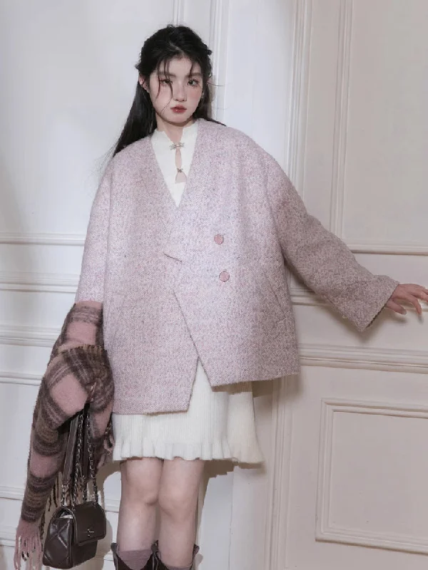Pink dot V-neck wool jacket【s0000005817】 Front Pockets Side Pockets Patch Pockets Front Pockets Side Pockets Patch Pockets Pink dot V-neck wool jacket【s0000005817】 Front Pockets Side Pockets Patch Pockets Front Pockets Side Pockets Patch Pockets