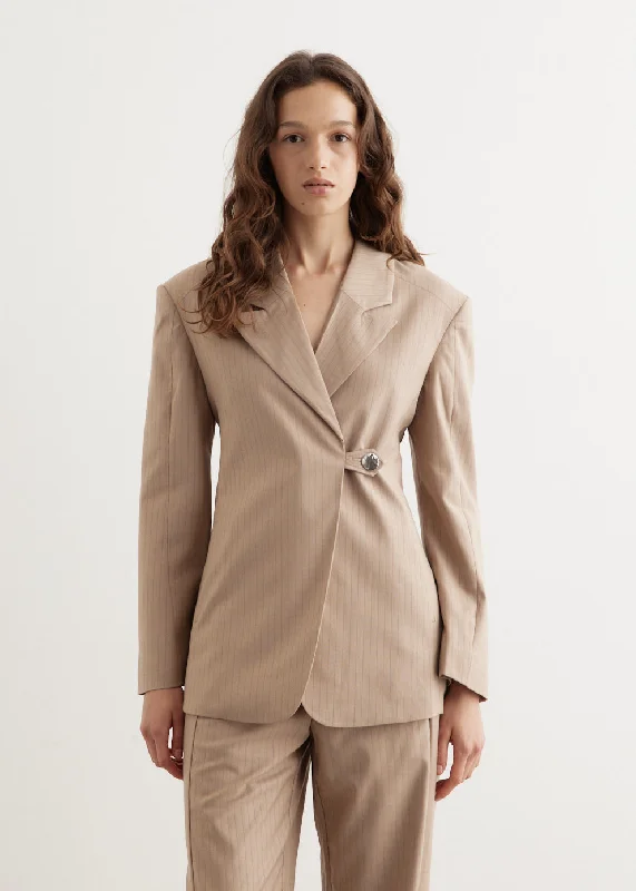 Melange Stripe Suiting Blazer Women's Unique Blazer