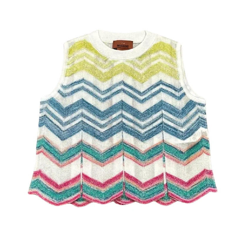 Multicolor Sleeveless Knit Top Sophisticated Knit Shirt