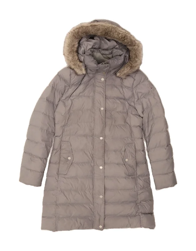 TOMMY HILFIGER Womens Hooded Padded Coat UK 14 Medium Grey Polyester empire Basque Peplum TOMMY HILFIGER Womens Hooded Padded Coat UK 14 Medium Grey Polyester empire Basque Peplum