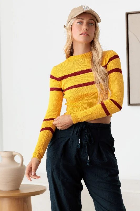 Stripe Long Sleeve Crop Knit Top Limited Edition Knit Top