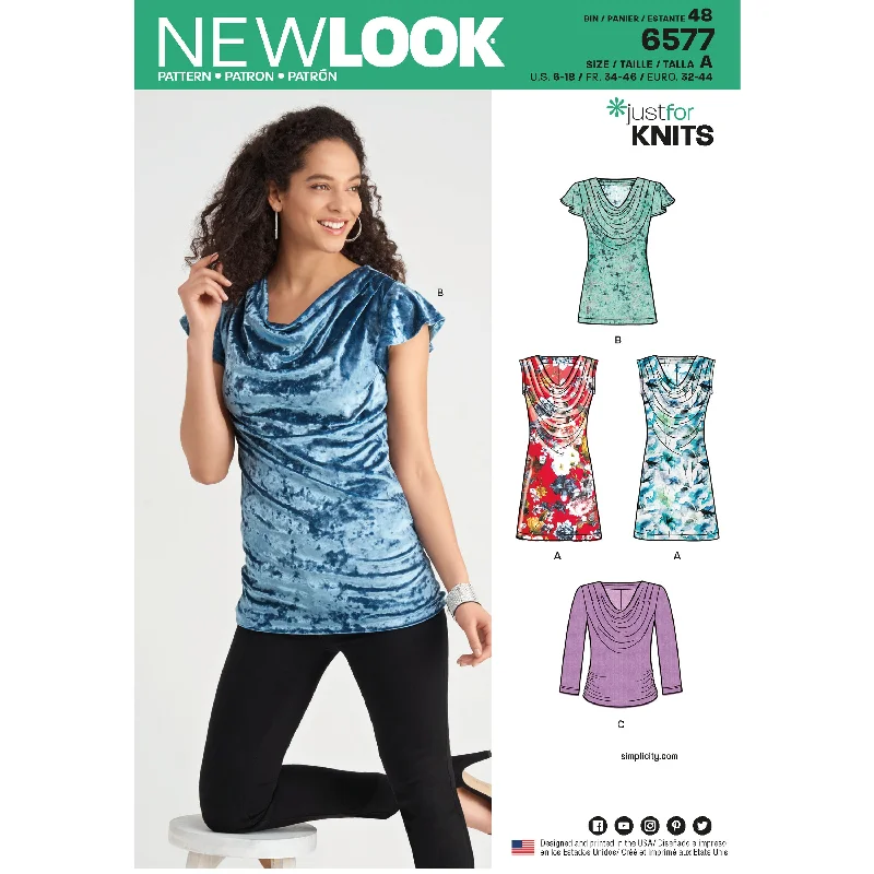 Newlook Pattern 6577 Misses' Knit Tops Premium Knit Blouse