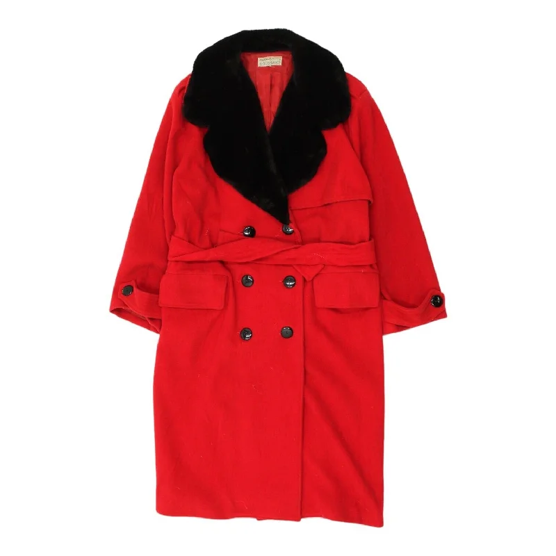 Angela Gavioli Luciano Pavarotti Womens Red Wool Coat | Vintage Designer VTG Cape Coat Herringbone Coat Tweed Coat Angela Gavioli Luciano Pavarotti Womens Red Wool Coat | Vintage Designer VTG Cape Coat Herringbone Coat Tweed Coat