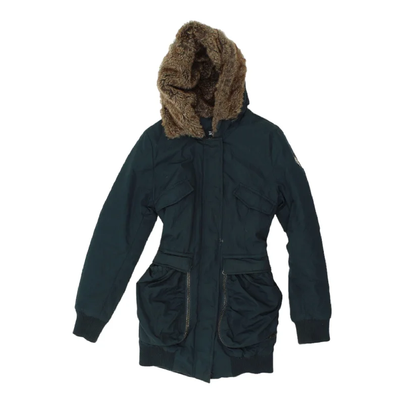 Trussardi Action Womens Navy Faux Fur Quilted Coat | Vintage High End Designer Quilted Jacket Anorak Windbreaker Trussardi Action Womens Navy Faux Fur Quilted Coat | Vintage High End Designer Quilted Jacket Anorak Windbreaker