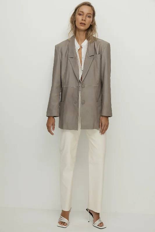 Broome Blazer Moonlight Grey Leather Women's Elegant Suit