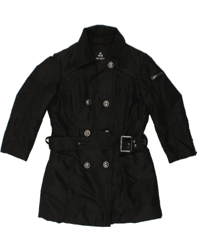 PEUTEREY Womens Double Breasted Coat IT 42 Medium Black Polyester Trapeze Tunic Caftan PEUTEREY Womens Double Breasted Coat IT 42 Medium Black Polyester Trapeze Tunic Caftan