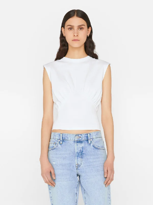 Empire Sleeveless Knit Top -- Blanc One Shoulder Knit Shirt