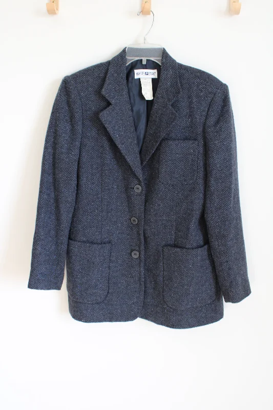 Vintage White Stag Blue Wool Blend Blazer | 12 Women's Casual Suit